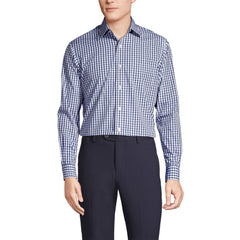 School Uniform Men's Tall Long Sleeve Straight Collar Patterned Broadcloth Shirt