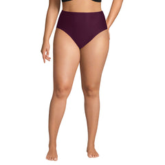 Women's Plus Size Chlorine Resistant Ottoman Rib High Waisted Bikini Bottoms