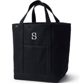 Large Solid Color 5 Pocket Open Top Canvas Tote Bag