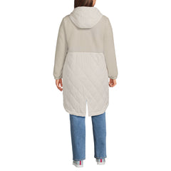 Women's Plus Size Sherpa Fleece Quilted Mixed Media Parka