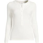 Women's Plus Size Drapey Rib Fitted Long Sleeve Henley T-Shirt