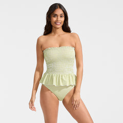 Women's Smocked Bandeau Peplum One Piece Swimsuit