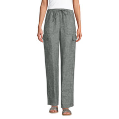 Women's High Rise Drawstring Linen Cargo Pants