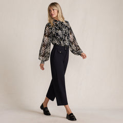 Women's Petite Ponte High Rise Straight Leg Crop Pants