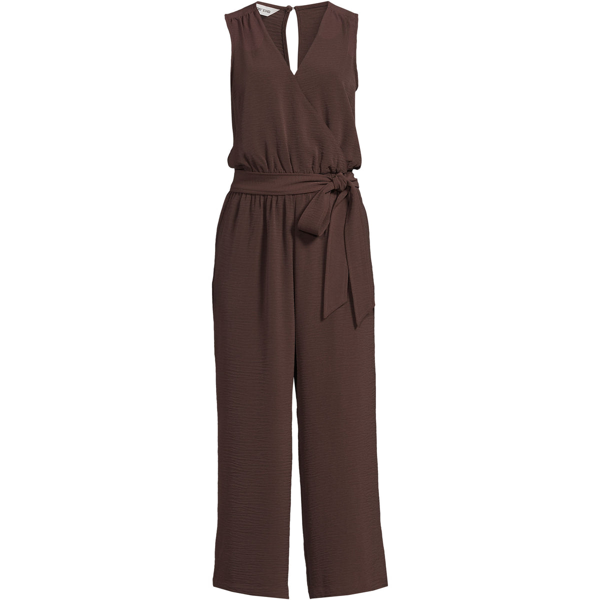 Women's Sleeveless Creaseless Wrap Jumpsuit with Smocked Waist
