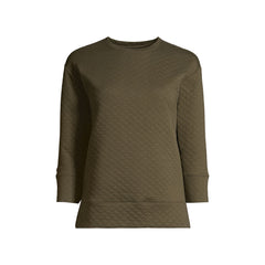 Women's 3/4 Sleeve Quilted Crew Neck Top