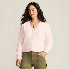 Women's Fuzzy Eyelash Cable Cardigan Sweater