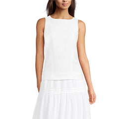 Women's Petite Linen Sleeveless Peplum Top