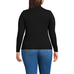 Women's Plus Size Drapey Rib Skimming Long Sleeve Mock Neck