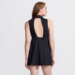 Women's Polo Collar Tie Front Swim Dress Swimsuit