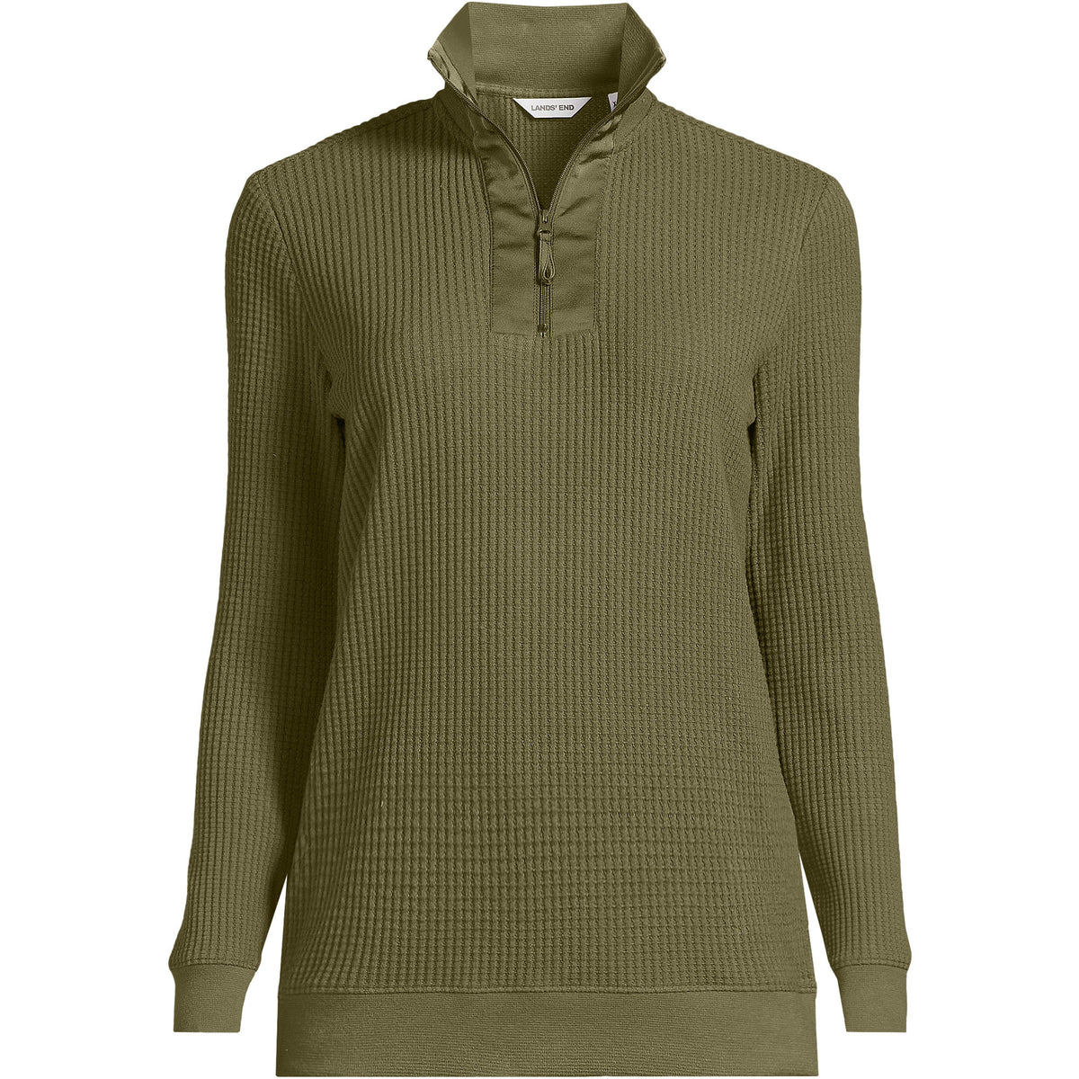 Women's Plus Size Long Sleeve Waffle Quarter Zip Pullover