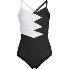 Women's Petite New SlenderSuit Pleated Low Leg One Piece Swimsuit