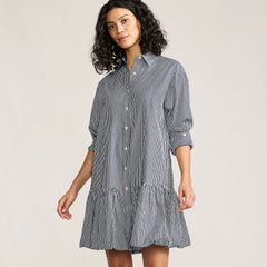 Women's Flounce Button Front Shirt Dress