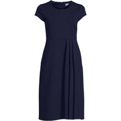 Women's Plus Size Cap Sleeve Box Pleat Ponte Dress