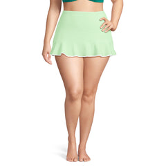 Women's Plus Size Pique Ruffle Hem Mini Swim Skirt