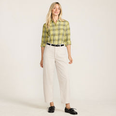 Women's Petite Corduroy High Rise Barrel Leg Ankle Pants