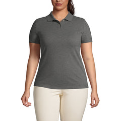 Women's Plus Size Short Sleeve Basic Mesh Polo Shirt