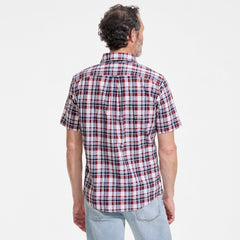 Men's Tall Traditional Fit Short Sleeve Madras Shirt