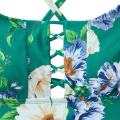 Women's D-Cup Lace-up Flutter Tankini Top