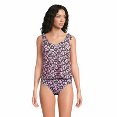 Women's DDD-Cup Tie Shoulder Flutter Tankini Top