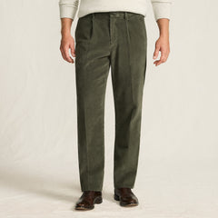 Men's Corduroy Comfort Waist Classic Fit Pleated Front Pant