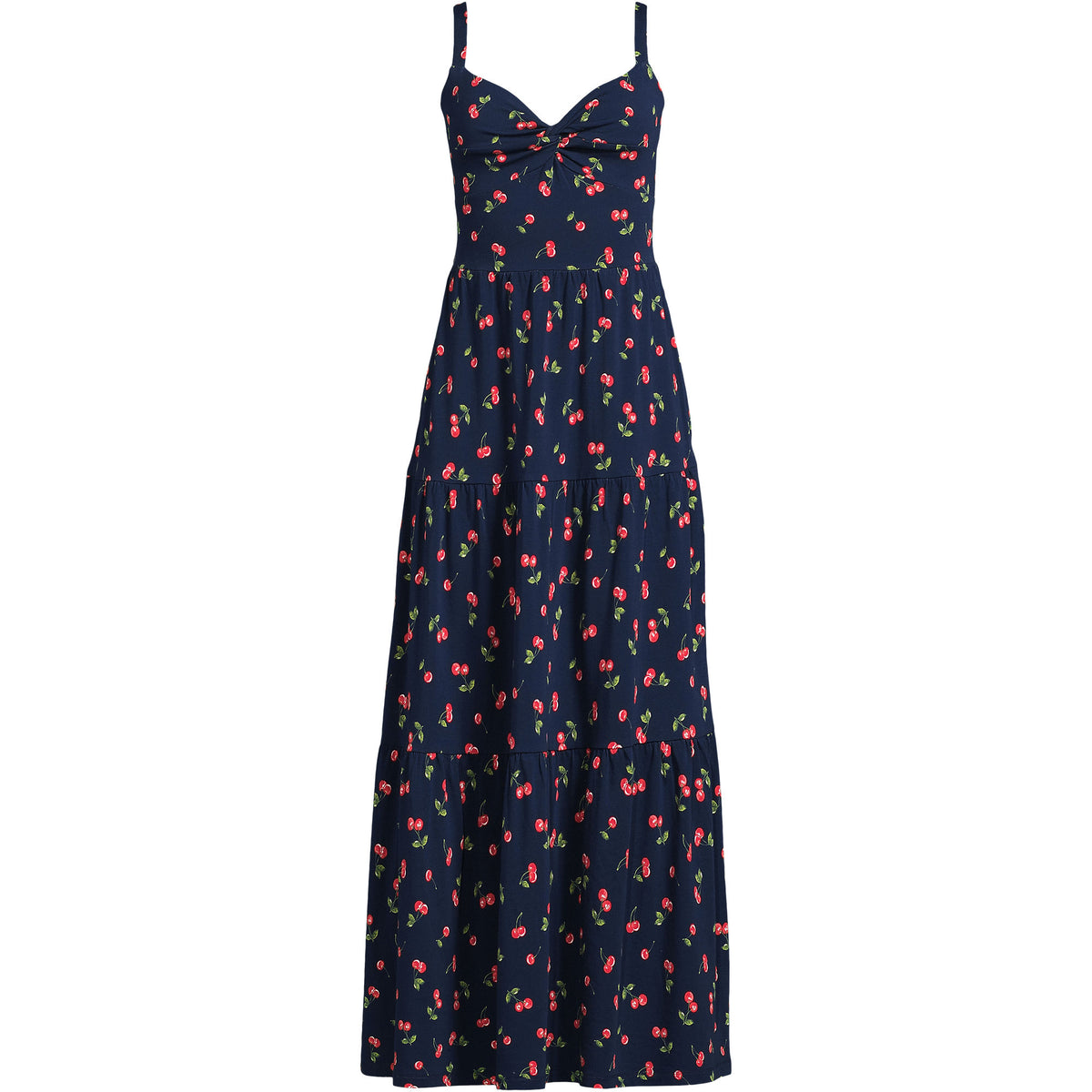 Women's Petite Cotton Modal Twist Front Tiered Maxi Dress