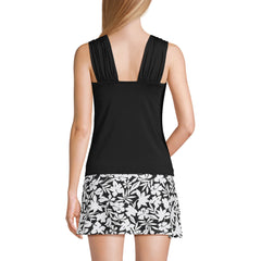 Women's Cap Sleeve High Neck Tankini Swimsuit Top