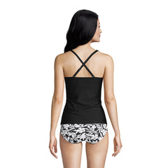 Women's Chlorine Resistant Tie Front Underwire Tankini Swimsuit Top Adjustable Straps