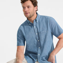 Men's Short Sleeve Easy Fit Chambray Shirt