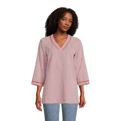 Women's Rayon 3/4 Sleeve V Neck Tunic Top
