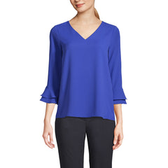 Women's 3/4 Flutter Sleeve Crepe Blouse