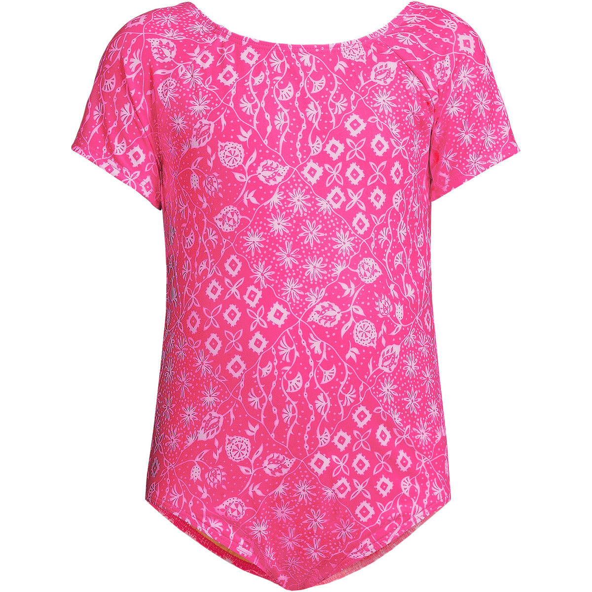 Girls Cap Sleeve Portrait One Piece Swimsuit