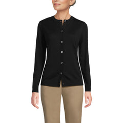Women's Petite Cotton Modal Crew Neck Cardigan Sweater