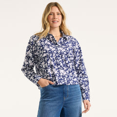 Women's Petite No Iron Boxy Cropped Shirt