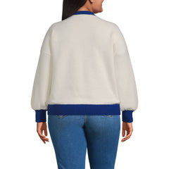Women's Plus Size Ultrasoft Placed Jacquard Jersey Crew Neck Sweater