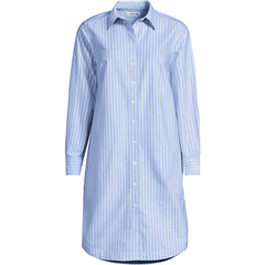 Women's Oxford Long Sleeve Button Front Shirt Dress