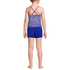 Girls Plus Chlorine Resistant Tankini Top Woven Short Set