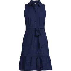 Women's Plus Size Sleeveless Eyelet Shirt Dress