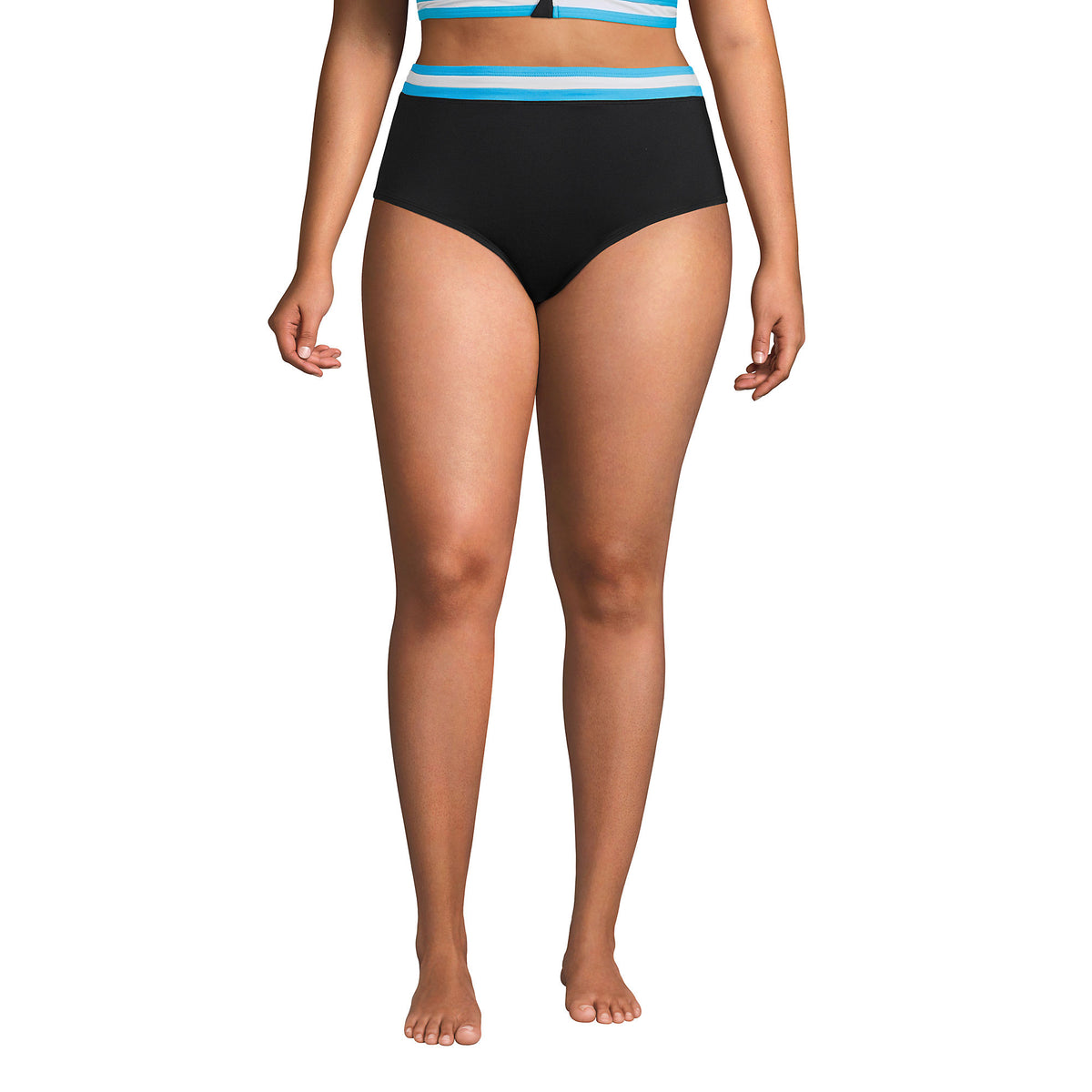 Women's Plus Size Chlorine Resistant Pocket High Waisted Bikini Swim Bottoms