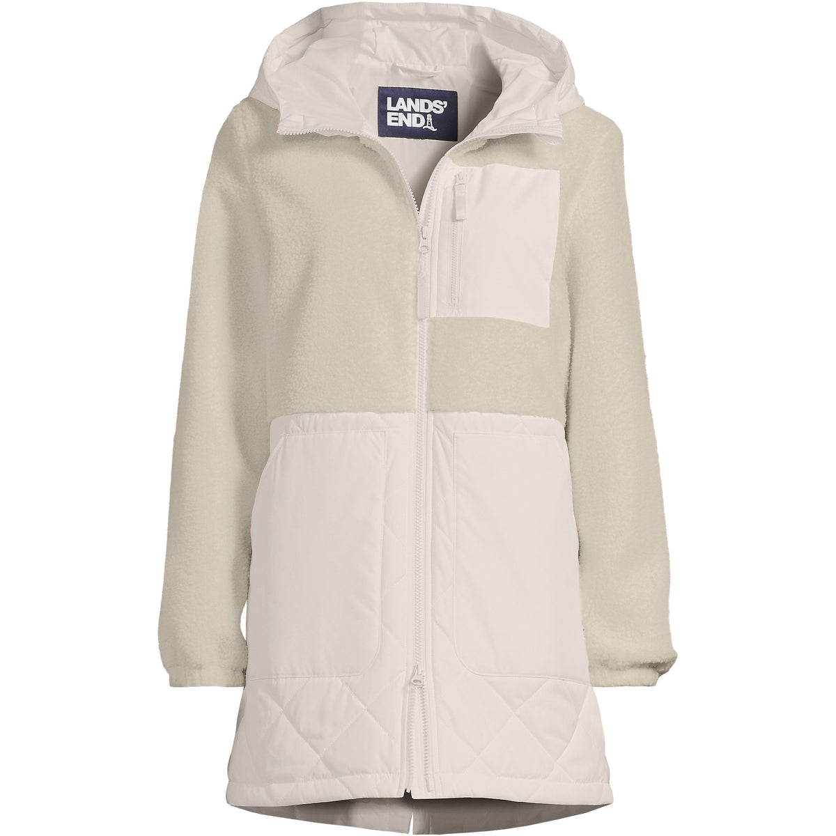 Women's Plus Size Sherpa Fleece Quilted Mixed Media Parka