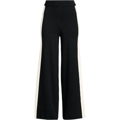 Women's Fine Gauge Cotton Side Stripe Wide Leg Sweater Pants
