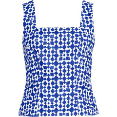 Women's Poplin Princess Seam Square Neck Sleeveless Top