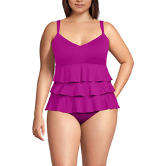 Women's Plus Size Ruffle Fauxkini One Piece Swimsuit
