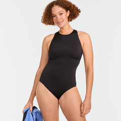 Women's D-Cup Tugless High Neck Portrait Back One Piece Swimsuit