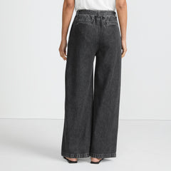 Women's Petite High Ridge Twill Pull On Pleated Wide Leg Pants