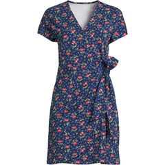 Women's Cotton Modal V Neck Mini Wrap Dress