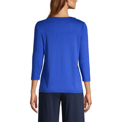 School Uniform Women's Supima Micro Modal 3/4 Sleeve Notch Neck Top