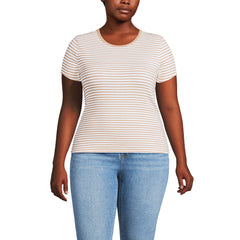 Women's Plus Size Short Sleeve Crew Neck Micro Rib Mini Tee