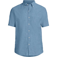 Men's Big and Tall Short Sleeve Easy Fit Chambray Shirt