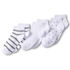 Women's Cotton Multi Print Quarter Crew Socks 3 Pack